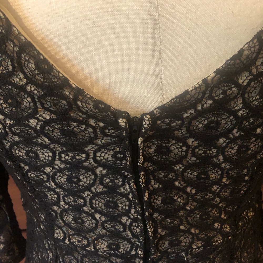 Arden B Black Lace Fit-and-Flare Dress with Cream Underlay - Picture 7 of 8